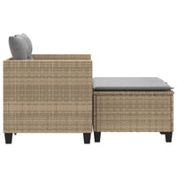 Gartensofa 2-Sitzer mit Hockern Beige Poly Rattan