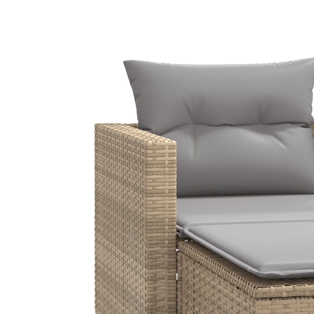 Gartensofa 2-Sitzer mit Hockern Beige Poly Rattan