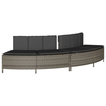 Whirlpool-Bänke mit Auflagen 2 Stk. Grau Poly Rattan