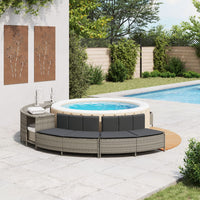 Whirlpool-Bänke mit Auflagen 2 Stk. Grau Poly Rattan