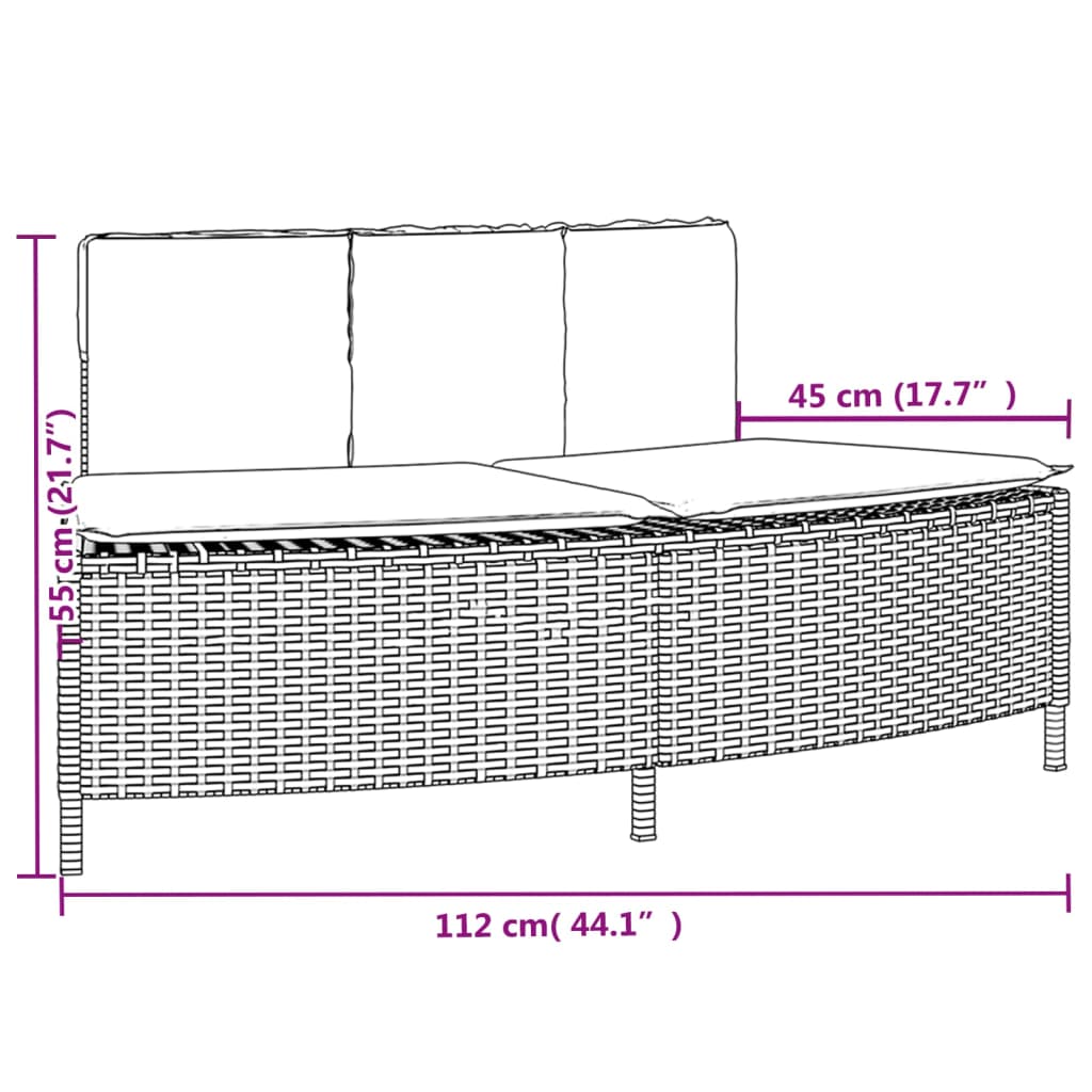 Whirlpool-Bänke mit Auflagen 2 Stk. Grau Poly Rattan