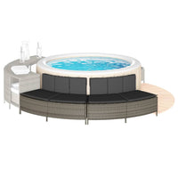 Whirlpool-Bänke mit Auflagen 2 Stk. Grau Poly Rattan