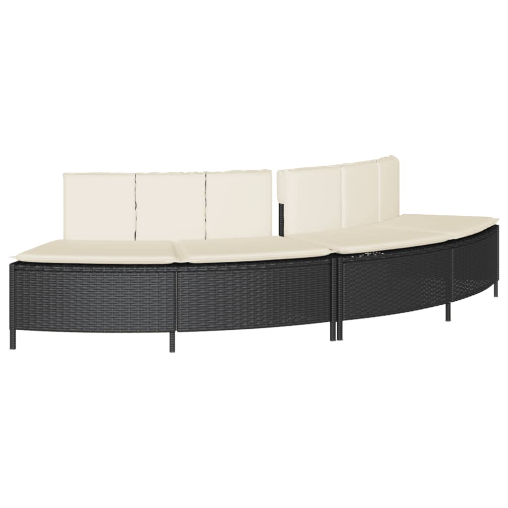 Whirlpool-Bänke mit Auflagen 2 Stk. Schwarz Poly Rattan