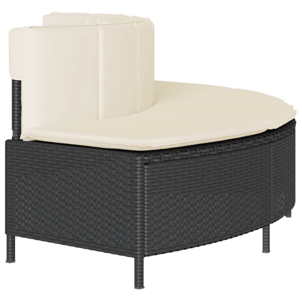 Whirlpool-Bänke mit Auflagen 2 Stk. Schwarz Poly Rattan