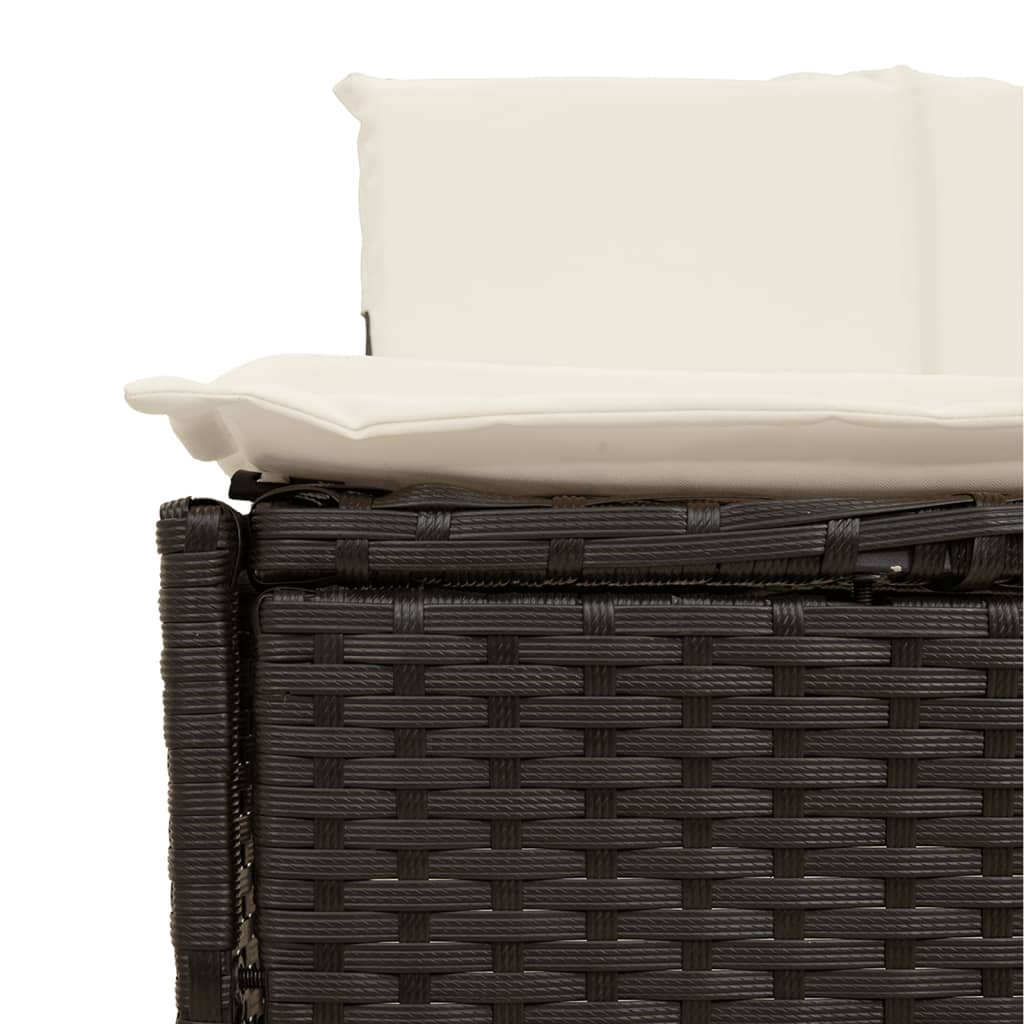 Whirlpool-Bänke mit Auflagen 2 Stk. Schwarz Poly Rattan