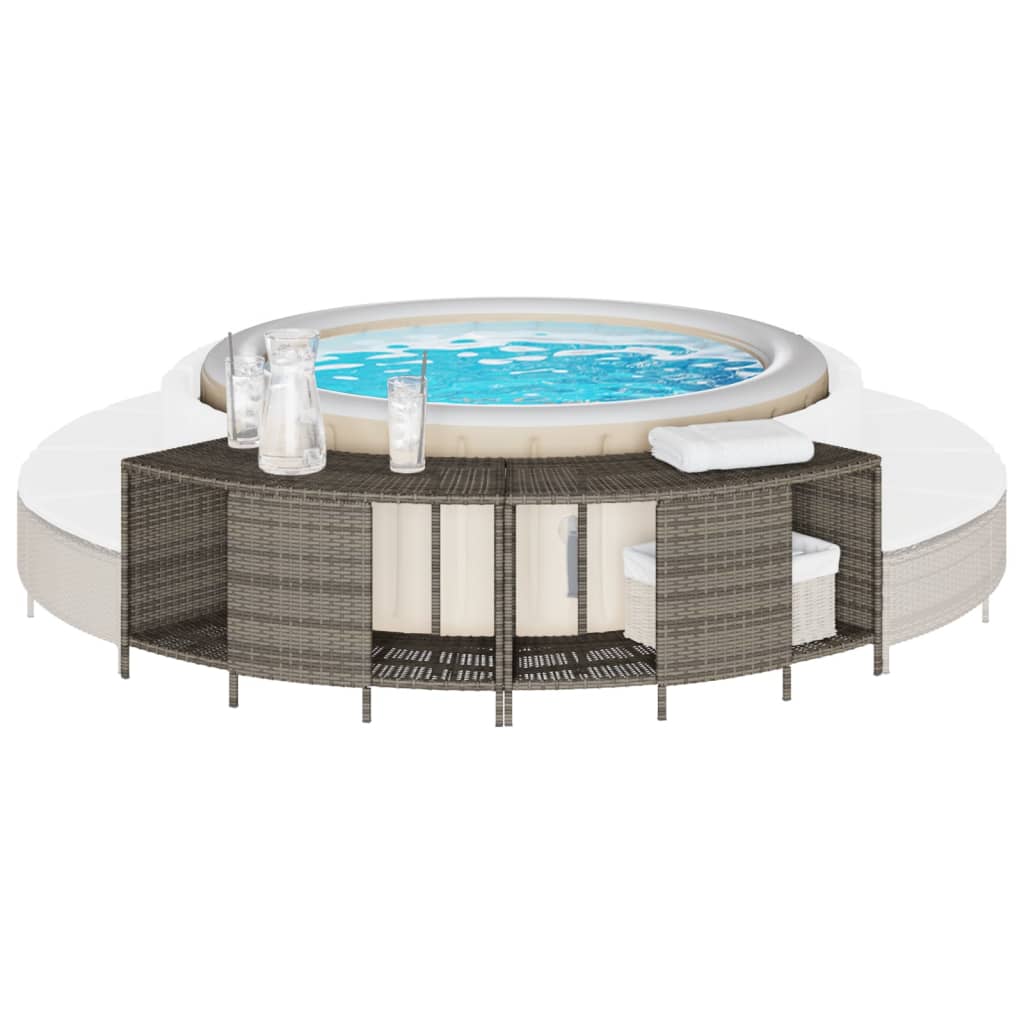 Outdoor-Regale für Whirlpool 2 Stk. Grau Poly Rattan