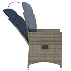 Gartensessel Verstellbar mit Kissen Grau Poly Rattan