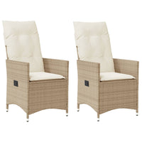 Gartensessel mit Kissen 2 Stk. Verstellbar Beige Poly Rattan