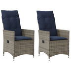 Gartenstühle Verstellbar 2 Stk. mit Kissen Grau Poly Rattan