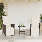 3-tlg. Bistro-Set mit Kissen Braun Poly Rattan