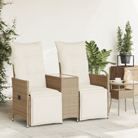 Gartensofa 2-Sitzer Verstellbar mit Tisch Beige Poly Rattan