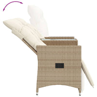 Gartensofa 2-Sitzer Verstellbar mit Tisch Beige Poly Rattan