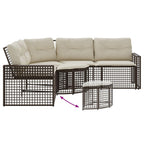 Gartensofa in L-Form mit Kissen und Fußbank Braun Poly Rattan