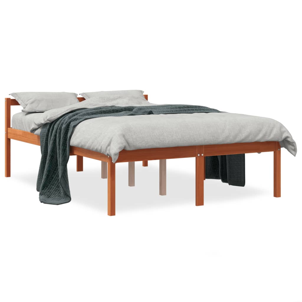 Seniorenbett Wachsbraun 140x200 cm Massivholz Kiefer