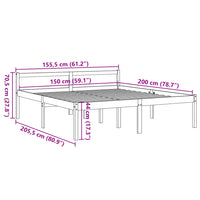 Seniorenbett Wachsbraun 150x200 cm Massivholz Kiefer