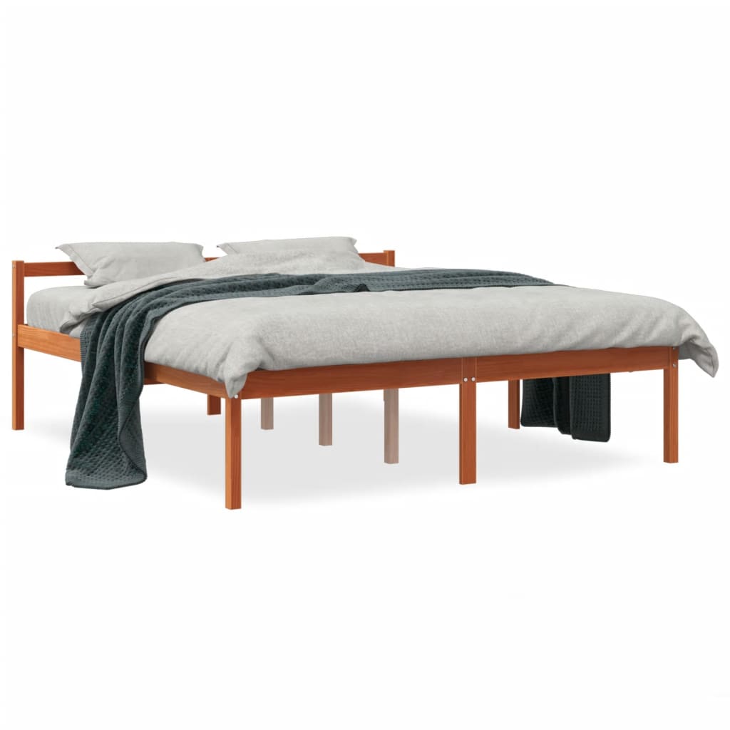 Seniorenbett Wachsbraun 160x200 cm Massivholz Kiefer