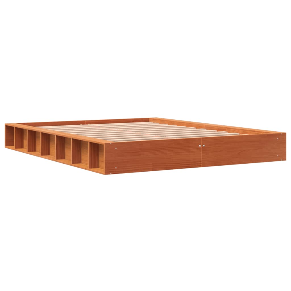 Massivholzbett ohne Matratze Wachsbraun 120x200 cm Kiefernholz