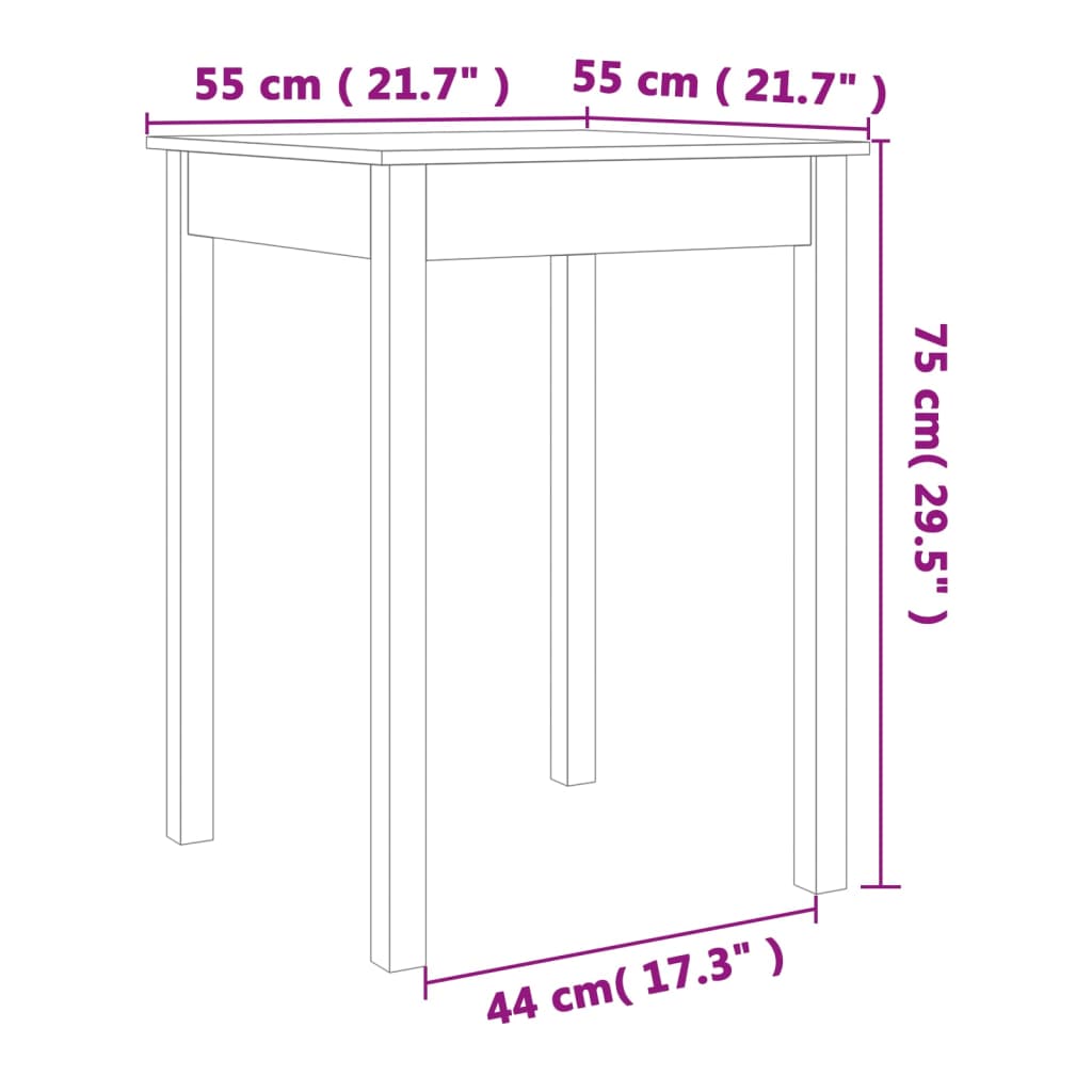 Esstisch Wachsbraun 55x55x75 cm Massivholz Kiefer