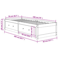 Tagesbett Wachsbraun 80x200 cm Massivholz Kiefer