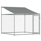 Hundezwinger mit Dach und Tür Grau 2x2x2 m Verzinkter Stahl