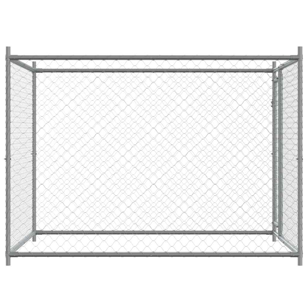 Hundezwinger mit Tür Grau 2x2x1,5 m Verzinkter Stahl
