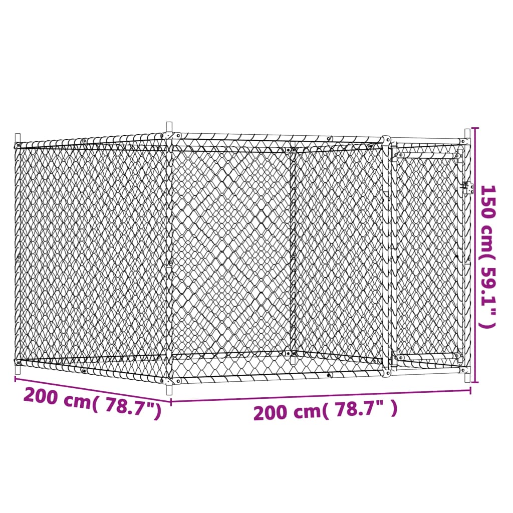 Hundezwinger mit Tür Grau 2x2x1,5 m Verzinkter Stahl