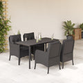 5-tlg. Garten-Essgruppe mit Kissen Schwarz Poly Rattan