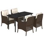 5-tlg. Garten-Essgruppe mit Kissen Braun Poly Rattan