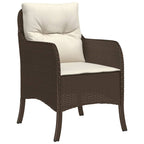 5-tlg. Garten-Essgruppe mit Kissen Braun Poly Rattan