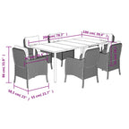 7-tlg. Garten-Essgruppe mit Kissen Beige Poly Rattan