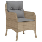 3-tlg. Garten-Essgruppe mit Kissen Beige Poly Rattan