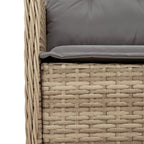 3-tlg. Garten-Essgruppe mit Kissen Beige Poly Rattan