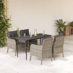 5-tlg. Garten-Essgruppe mit Kissen Hellgrau Poly Rattan