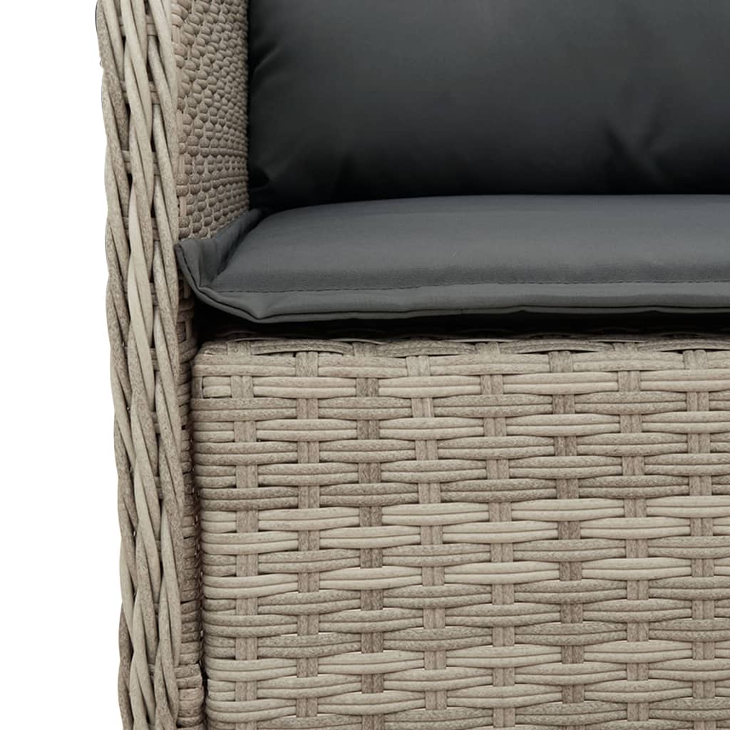 5-tlg. Garten-Essgruppe mit Kissen Hellgrau Poly Rattan