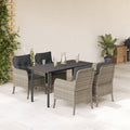 5-tlg. Garten-Essgruppe mit Kissen Hellgrau Poly Rattan