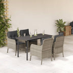 5-tlg. Garten-Essgruppe mit Kissen Hellgrau Poly Rattan