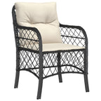 7-tlg. Garten-Essgruppe mit Kissen Schwarz Poly Rattan