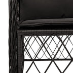 5-tlg. Garten-Essgruppe mit Kissen Schwarz Poly Rattan