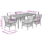 7-tlg. Garten-Essgruppe mit Kissen Grau Poly Rattan
