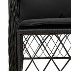 9-tlg. Garten-Essgruppe mit Kissen Schwarz Poly Rattan