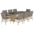 9-tlg. Garten-Essgruppe mit Kissen Beigemischung Poly Rattan