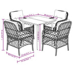 5-tlg. Garten-Essgruppe mit Kissen Schwarz Poly Rattan