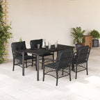 5-tlg. Garten-Essgruppe mit Kissen Schwarz Poly Rattan