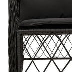 7-tlg. Garten-Essgruppe mit Kissen Schwarz Poly Rattan