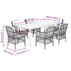 7-tlg. Garten-Essgruppe mit Kissen Schwarz Poly Rattan