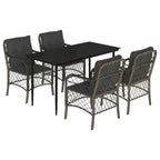 5-tlg. Garten-Essgruppe mit Kissen Grau Poly Rattan