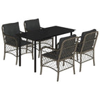 5-tlg. Garten-Essgruppe mit Kissen Grau Poly Rattan