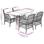 5-tlg. Garten-Essgruppe mit Kissen Beige Poly Rattan