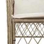 5-tlg. Garten-Essgruppe mit Kissen Beige Poly Rattan
