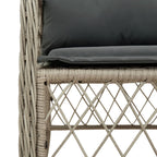 7-tlg. Garten-Essgruppe mit Kissen Hellgrau Poly Rattan